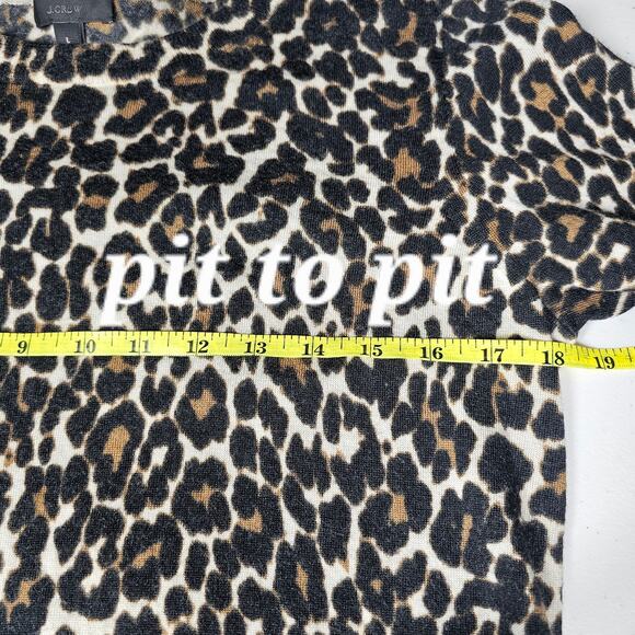 J. Crew 100% Merino Wool Crewneck Pullover Sweater Leopard Print Women's Small - Picture 7 of 10
